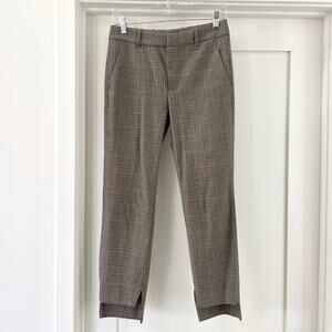 Zara Brown Houndstooth Asymmetrical Hem Plaid Trouser Pants 2